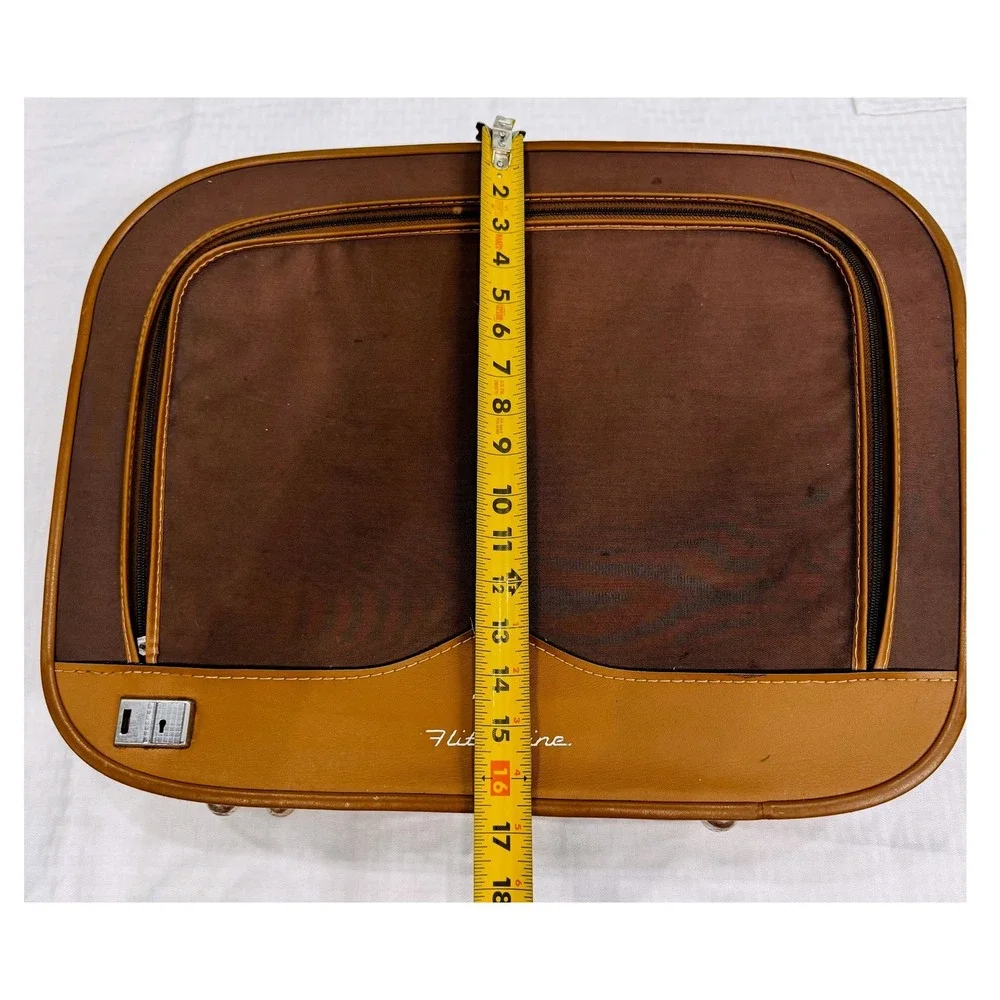 Vintage Flite-Line Carry On Suitcase Luggage Brown Tan 21